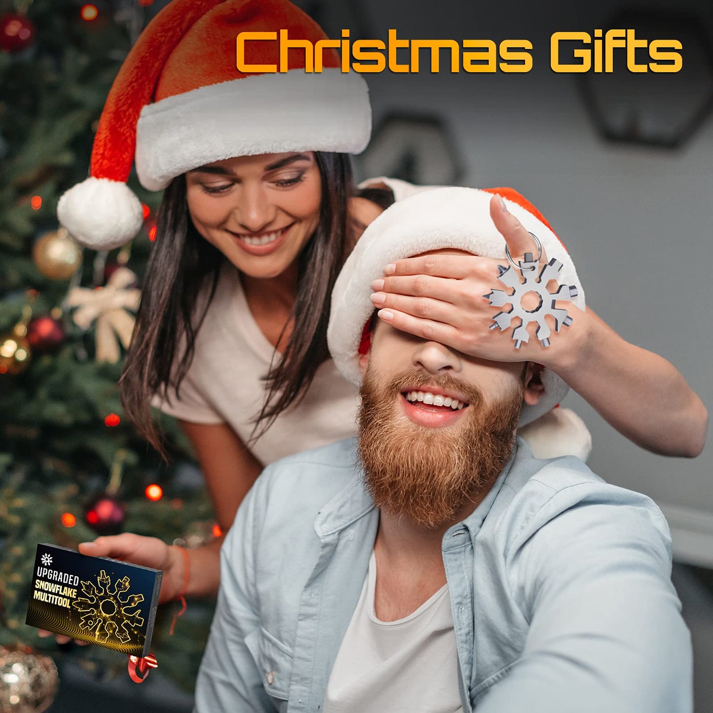 Snowflake Multi Tools Gifts for Men - Stocking Stuffers for Men Dad Teens Women 20-in-1 Pocket Size Portable Cool Gadgets with Screwdriver Bottle Opener Unique Mini Tool Christmas Birthday Gift, 2Pack