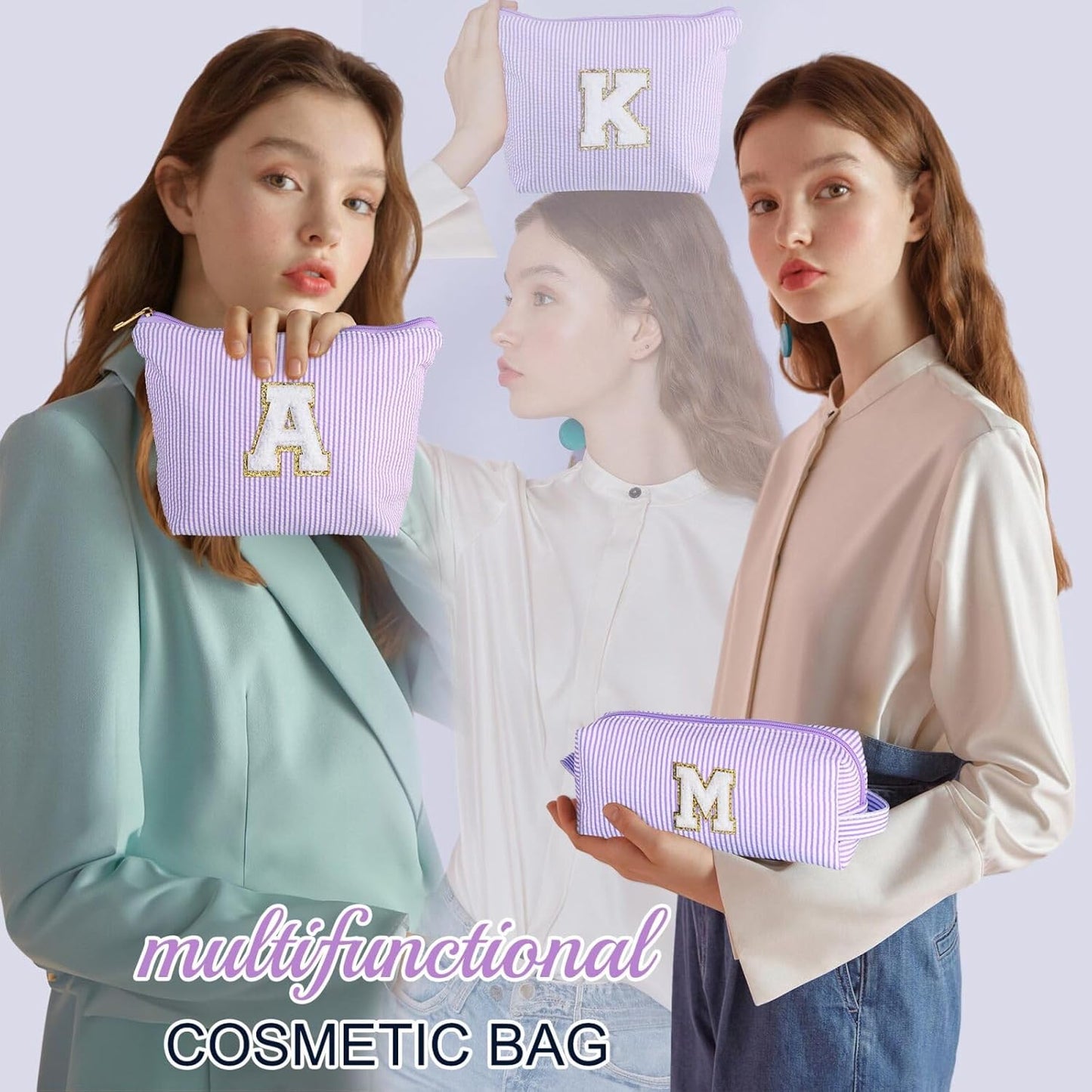 YOOLIFE Bridesmaid Gifts for Wedding Day, Bridesmaid Gifts | Bridesmaid Proposal Gifts Unique Gifts | Preppy Makeup Bag 30th Birthday Gifts for Her | Makeup Organizer Bag Preppy Stuff C- Purple