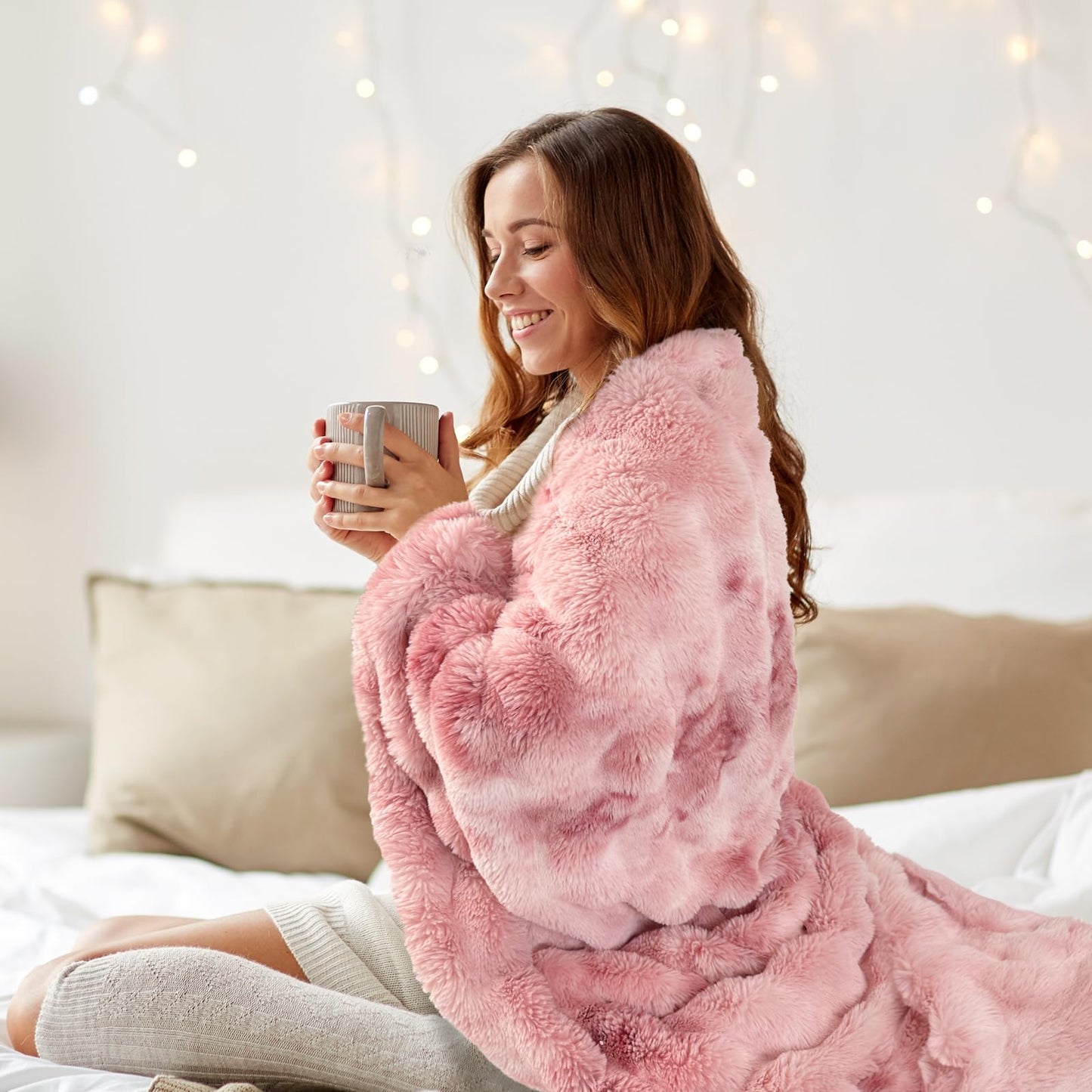 Bcareself Ultra Soft Fluffy Throw Blanket for Women & Men, Plush Sherpa Fleece Cozy Warm Fuzzy Blanket, Luxe Faux Fur Thick Minky Blanket for Couch, Bed, Sofa
