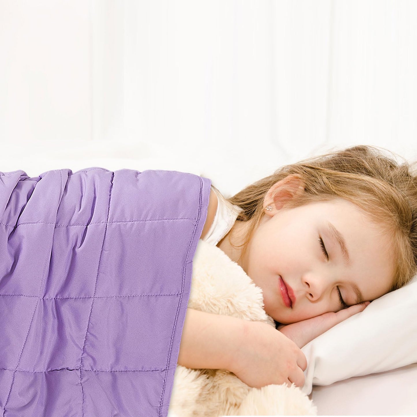 CODUM Weighted Blanket for Kids 40"x60" 5 lbs Cooling Blanket for Sleepers, Soft Material Blanket with Premium Glass Beads for All-Season, Purple
