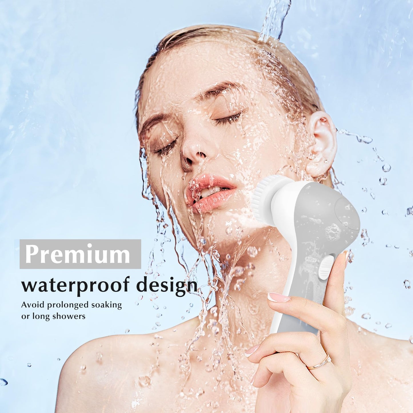 COSLUS Facial Cleansing Brush Silicone Face Scrubber: 7 in 1 FBS-D Electric Exfoliating Rotating Massage Device Waterproof Deep Cleaning Exfoliation Spa Machine - Electronic Skin Care Wash System