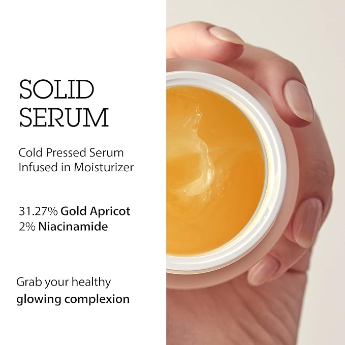 BLITHE Pressed Serum Gold Apricot – Niacinamide Face Moisturizer for Glass Skin Glow, Korean Skincare 1.68 Fl Oz