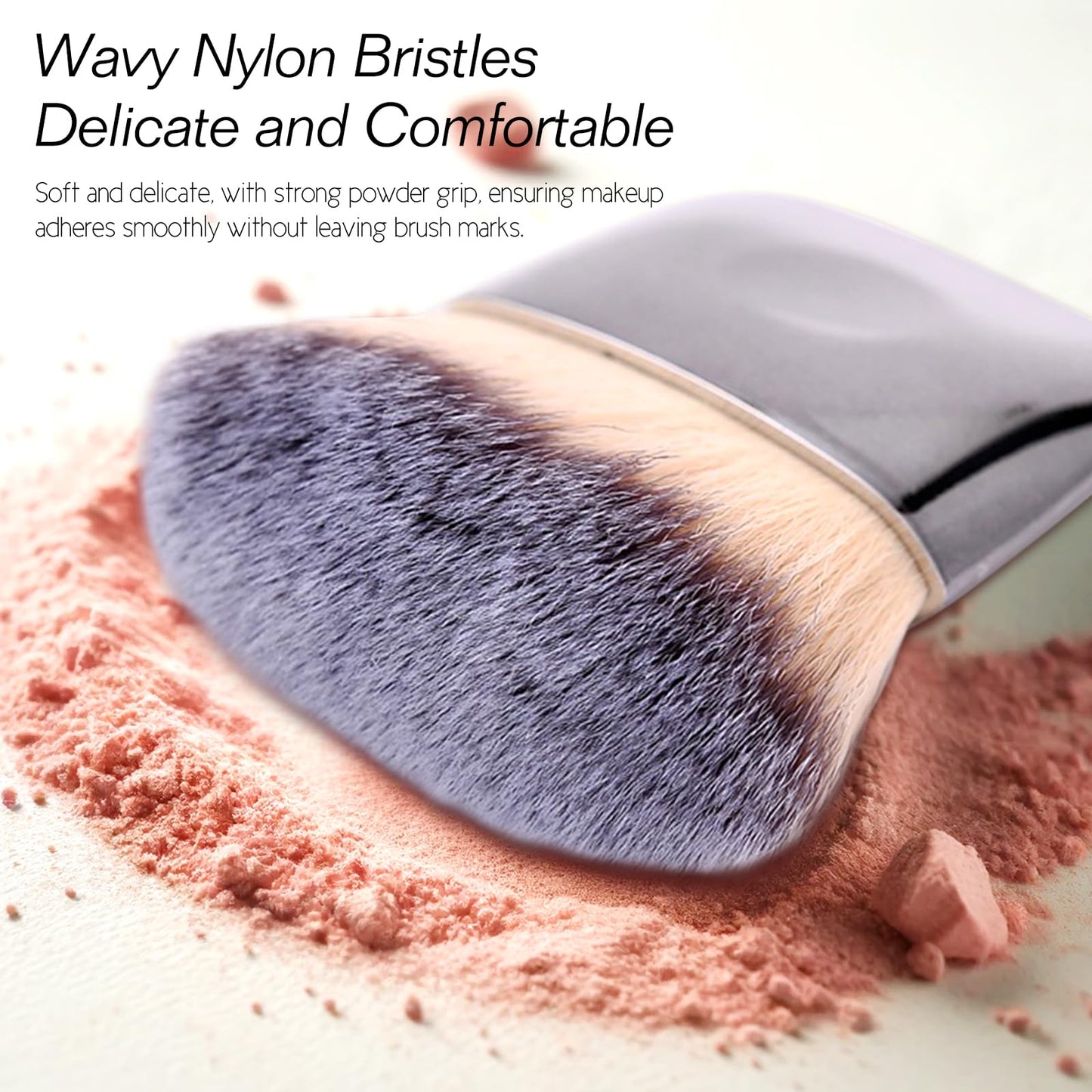 Jaasuee Makeup Brushes Set, Mini Multi-functional Loose Powder and Blush Brush, Portable Soft Hair Beauty Tool (Silver)