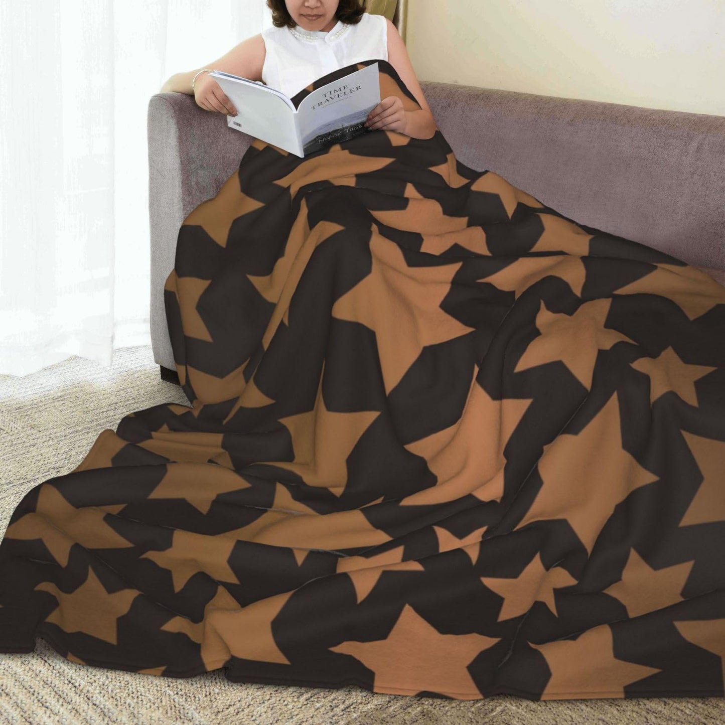 FAMEMBERPERS Pentagram Stars Throw Blanket Fuzzy Cozy Microfiber Fleece Super Soft Sherpa Blankets for Home Couch Bed and Sofa Car Camp… (Black, 60"×80")