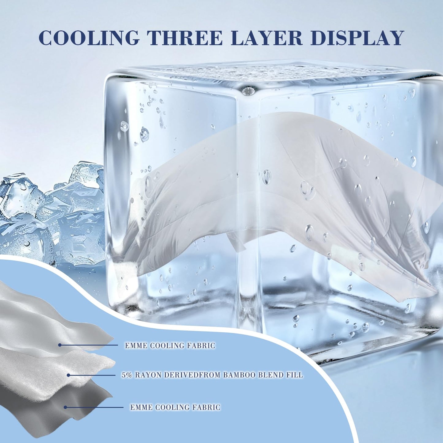EMME Cooling Comforter Queen Size, Double-Sided Cooling Blanket for Hot Sleepers, Q-Max>0.45 Breathable Summer Quilt for Night Sweater, Cold Touch Lightweight Duvet Insert (Grey,90 x 90)