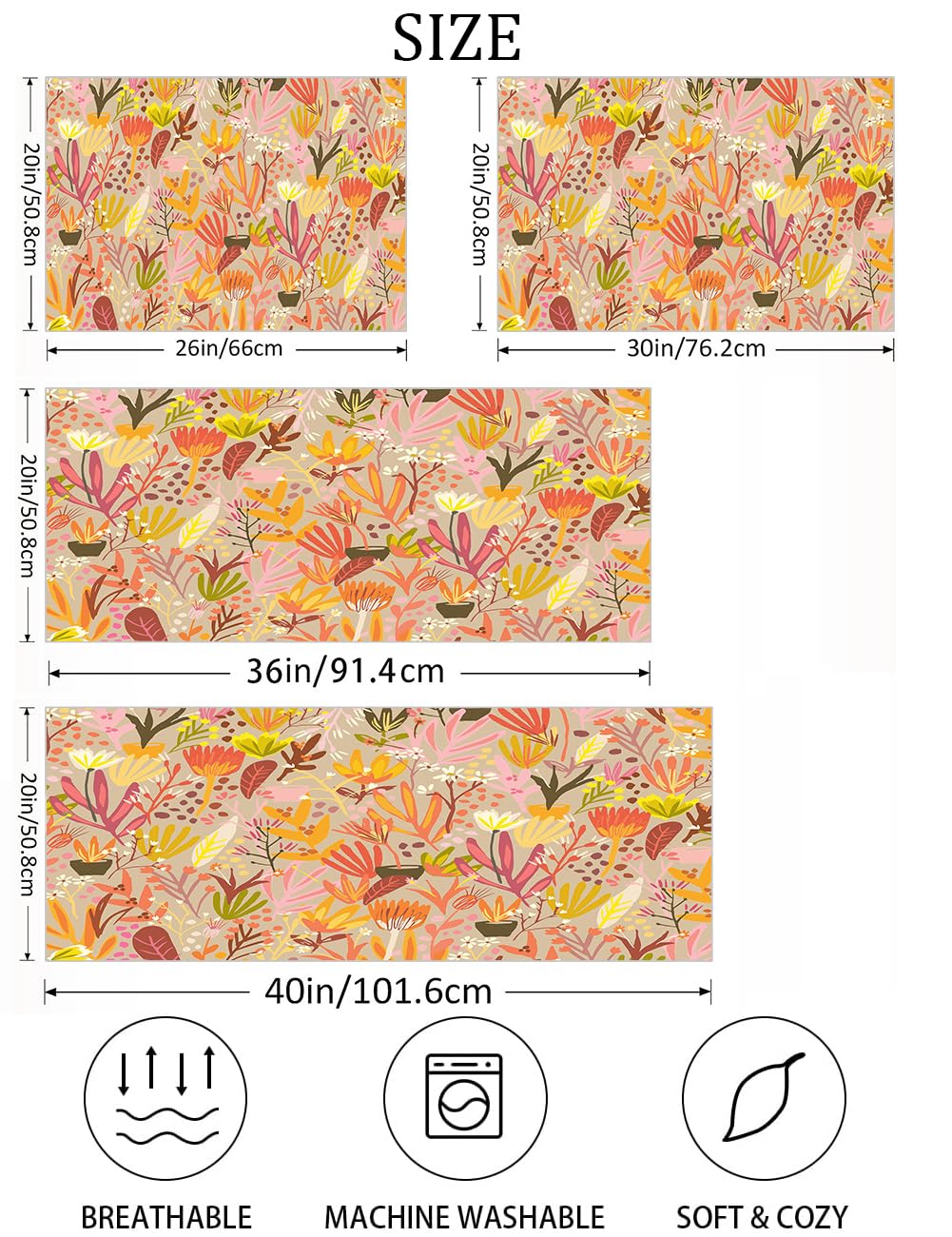 Easternproject Farmhouse Floral Design Pillowcases 20x26 Inch Colorful Flowers Print Pillow Case Soft Bed Throw Pillow Covers for Bedroom Sofa Couch Long Standard
