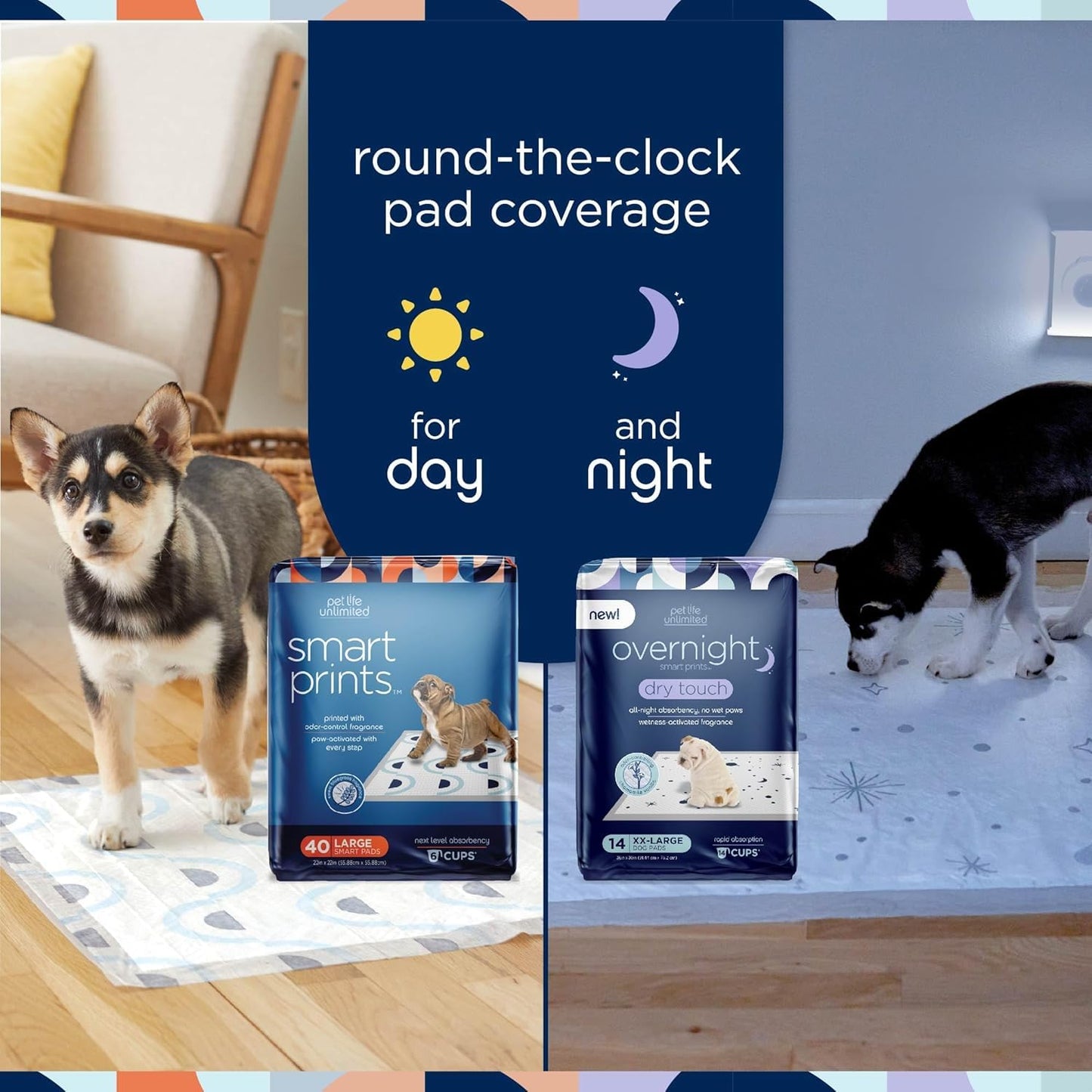 Pet Life Unlimited Overnight Extra Extra Large Puppy Pads, Pee Pads for Dogs, Dog Training Pads - Odor Controlling Dog Pee Pads with Wetness-Activated Fragrance - USA Made - 30" x 36" - 28ct (XXL)