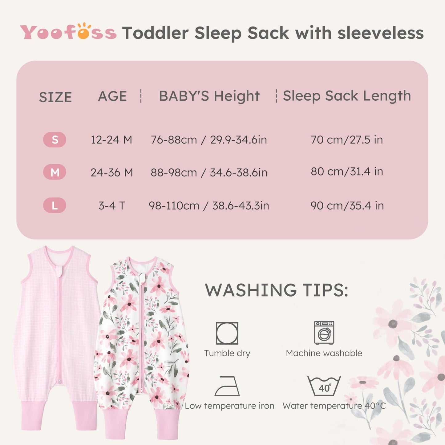 Yoofoss Toddler Sleep Sack With Feet 3-4T 100% Organic Cotton Baby Sleep Sack with Legs Toddler Wearable Blanket with 2-Way Zipper