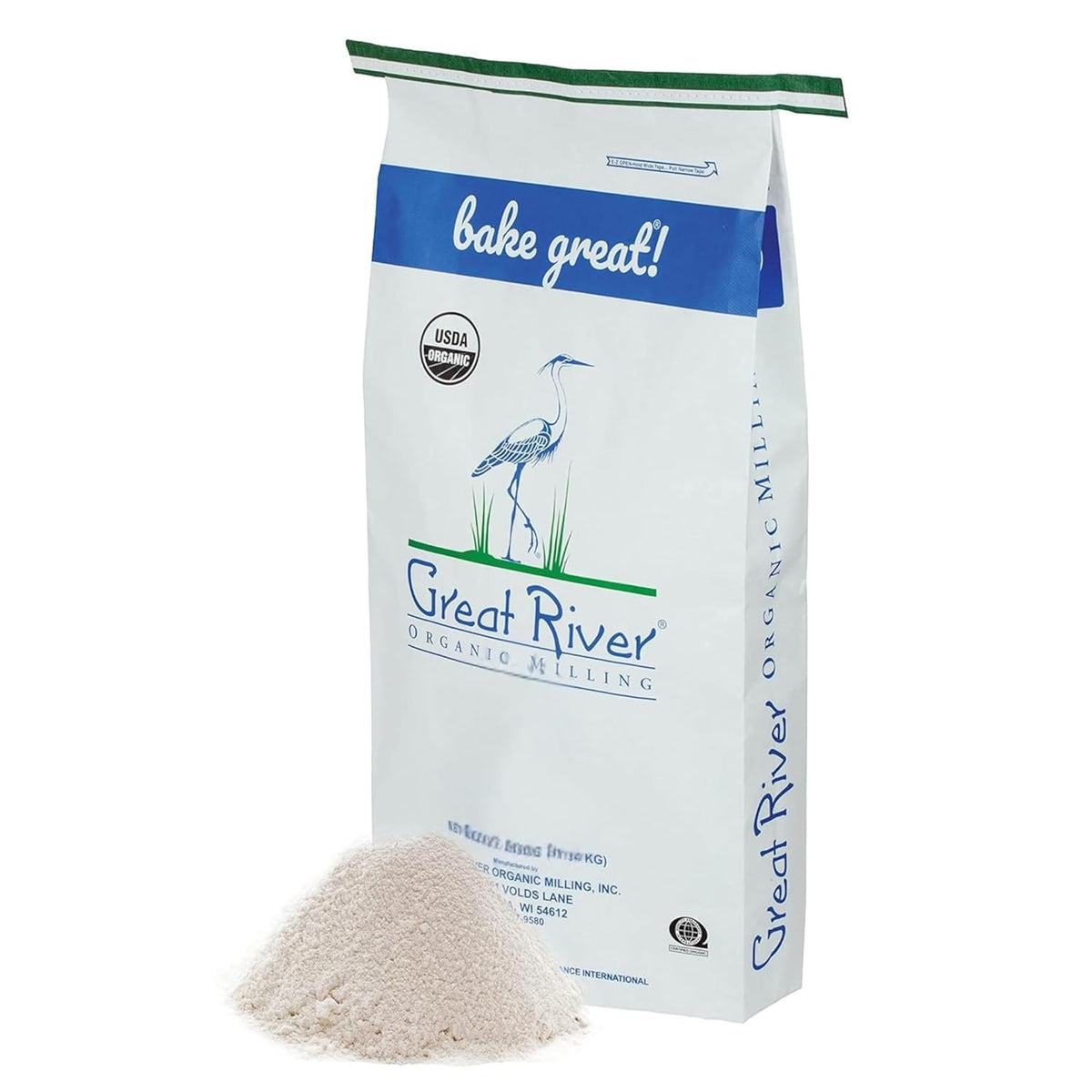 Great River Organic Milling Lily White Organic All-Purpose Flour | Unbleached & Unbromated | Non-GMO, Kosher | Ideal for Bread, Cookies, Cakes, Pizza Dough & Everyday Baking | 50 Lb