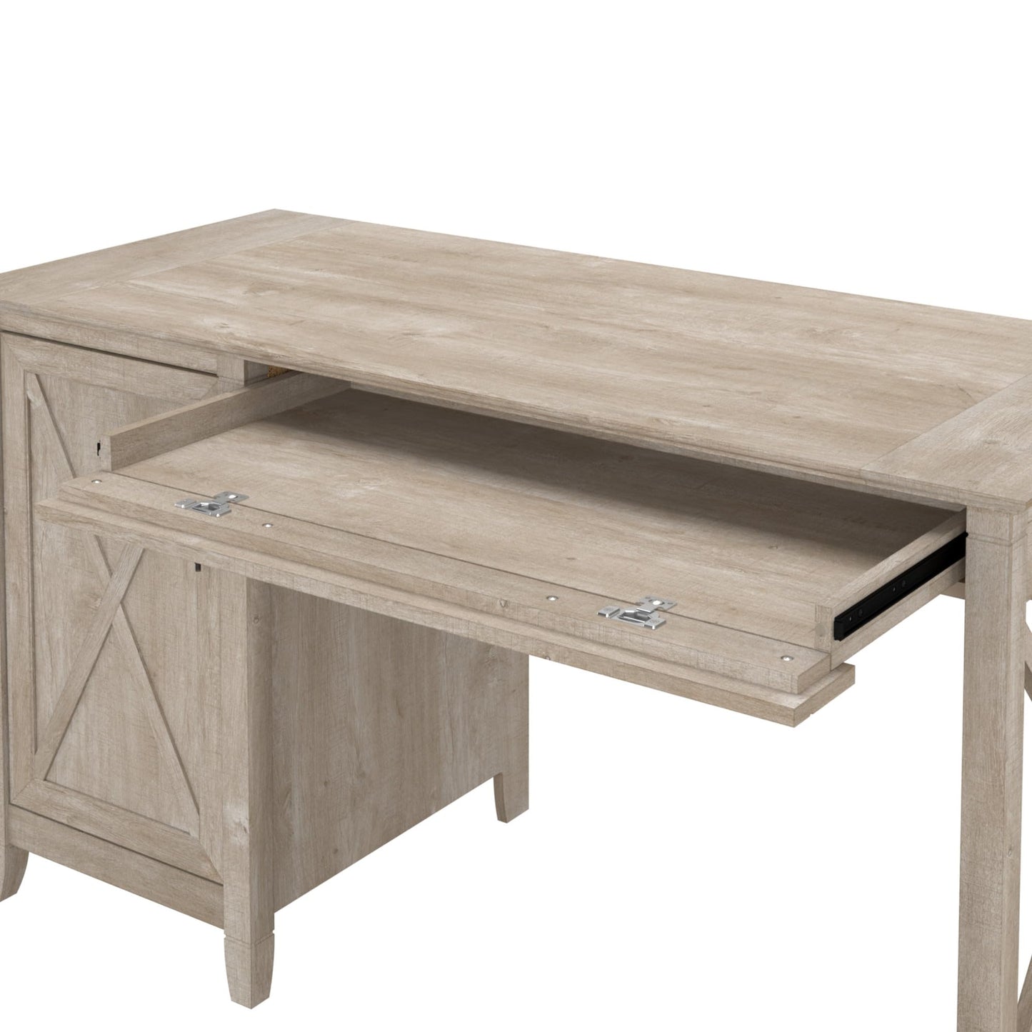 Bush Furniture Key West Computer Desk Farmhouse PC Table for Home Office, 54W w/Storage, Washed Gray