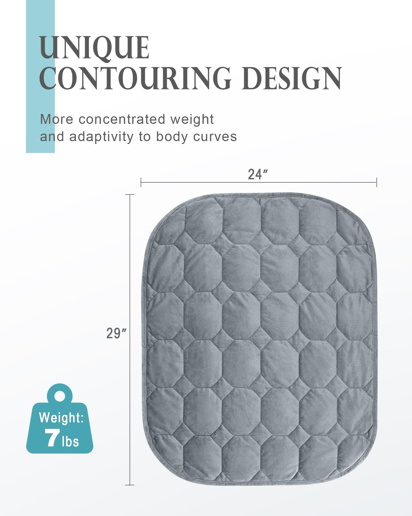 Cottonblue Weighted Lap Blanket 7lbs, Cozy Luxury Crystal Velvet Weighted Blanket for Adults, Small Weighted Blanket for Relaxation, Sleeping, Travel, Grey, 29" x 24"