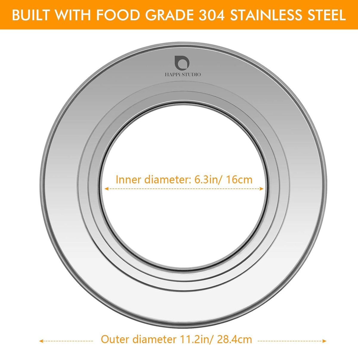 Steamer Ring Stainless Steel Adapter for 8 to 11inch Bamboo Steamer Baskets (Stainless Steel Ring Only)