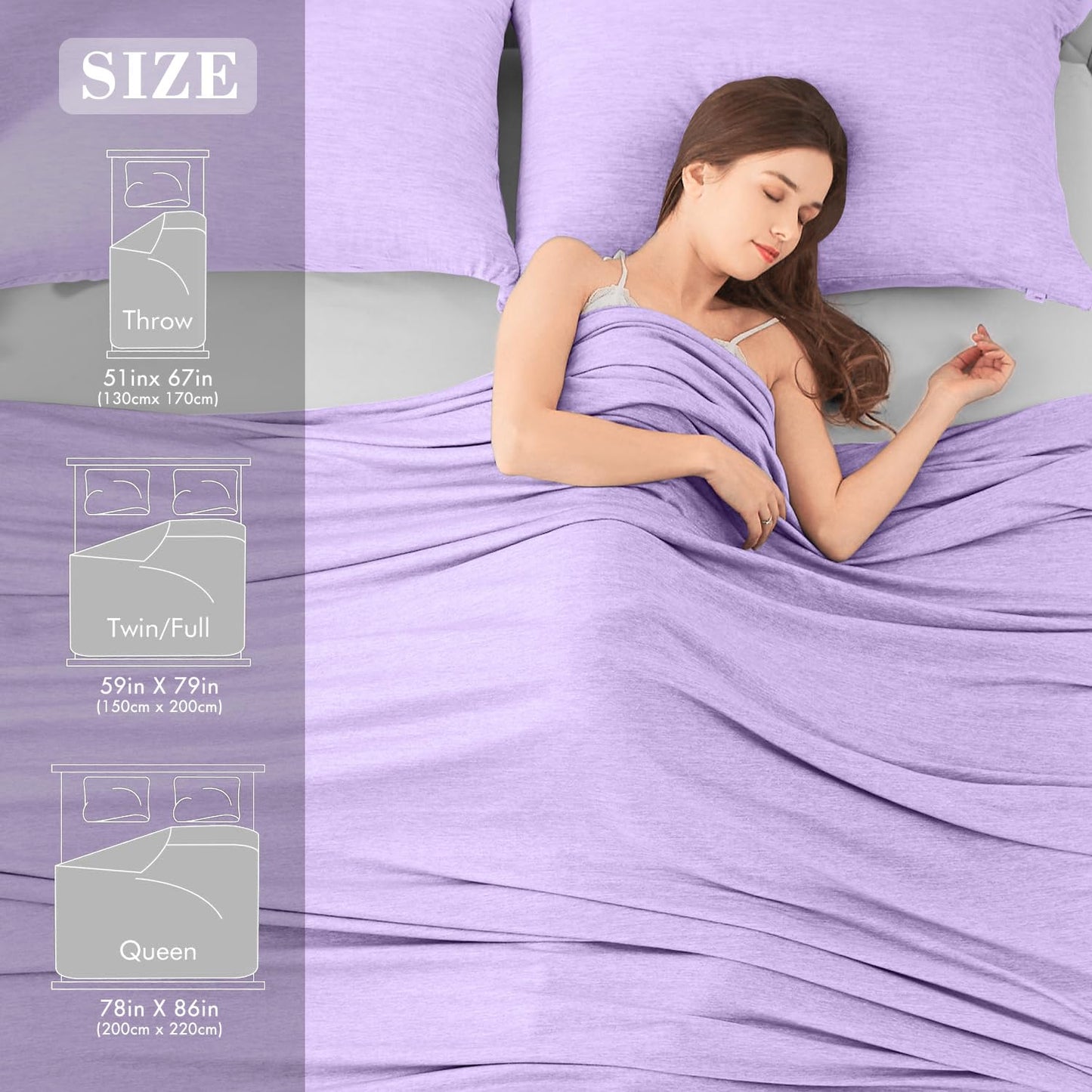 LUXEAR Cooling Blanket for Hot Sleepers Night Sweats Queen Size Cool Summer Blanket 79 X 86in Japanese Q-Max>0.5 Arc-Chill Cooling Fiber Keep Adults/Children Cool Soft Breathable All-Season-Purple
