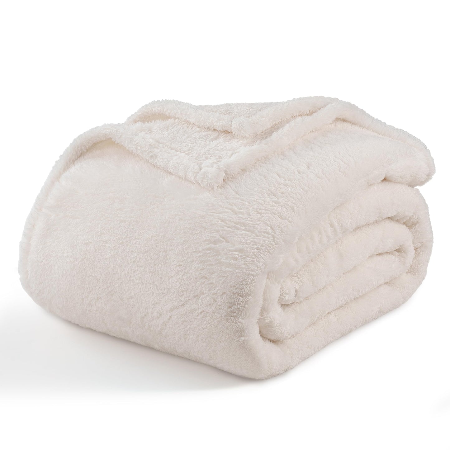 Berkshire Blanket Classic Extra-Fluffy™ Plush Throw Blanket, Soft Fuzzy Fluffy Long Hair Throw Blanket for Couch Sofa Bed, Cream, 50x60 Inches