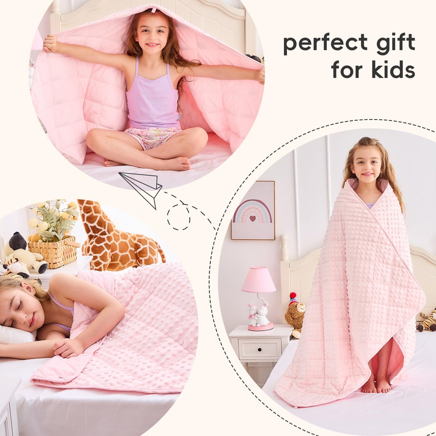 Weighted Blanket Kid 5 Pounds Blanket for Girls Washable Heavy Blanket Microfiber Children Weighted Throw Blankets Winter Weighted Comforter Blankets for 5+Years, 36 * 48in, Pink