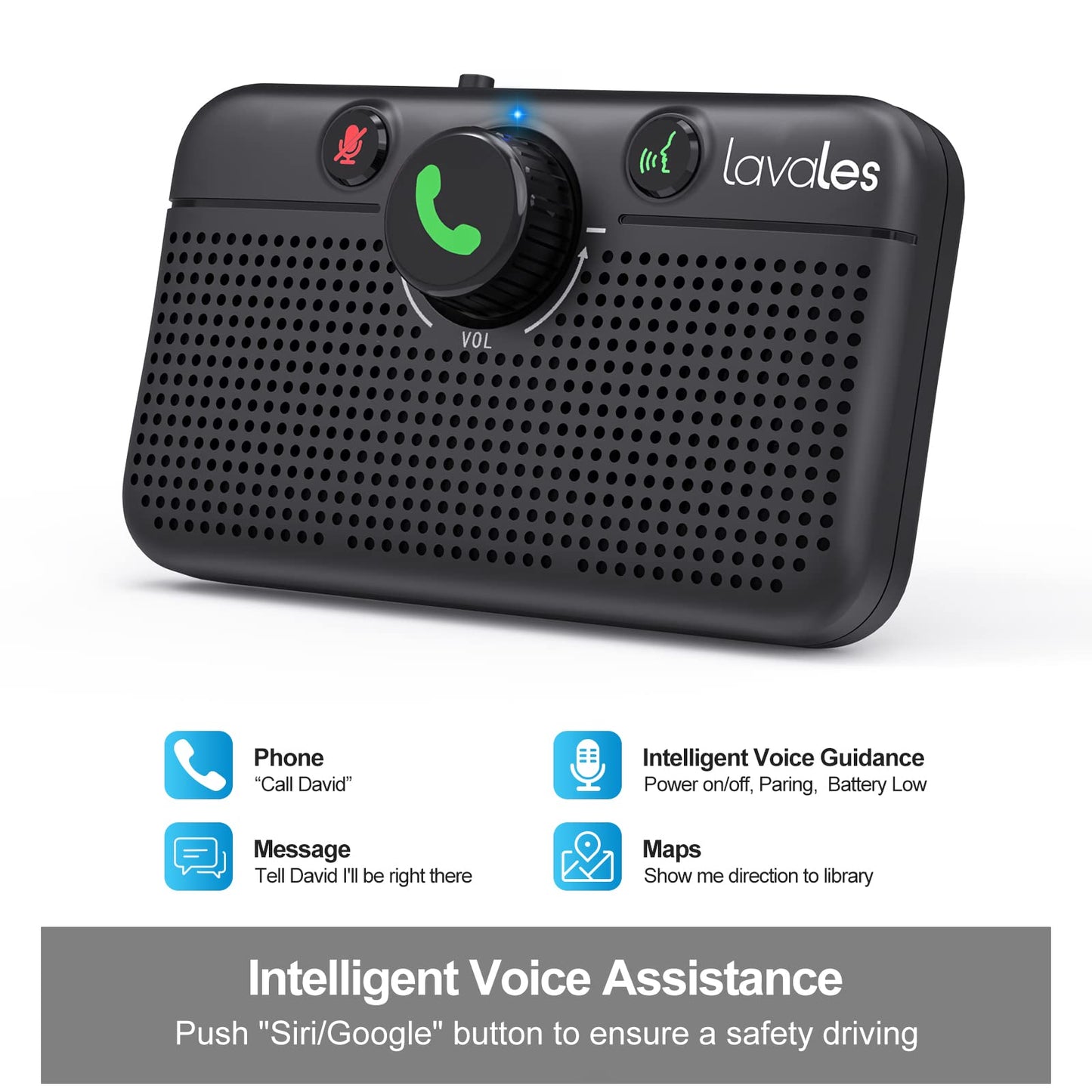 Lavales Bluetooth 5.3 Speaker, Handsfree Bluetooth Speaker Kit, Support Siri & Google Voice Assistant, Car Phone Speakerphone with Visor Clip