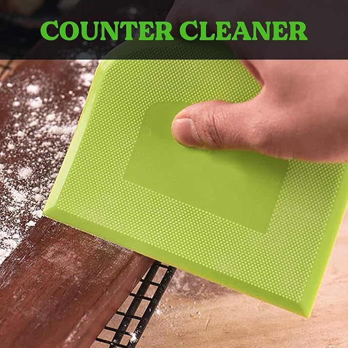 SURDOCA Dough Scraper Bench Scraper - 3P 14.2x8.5" Plastic Flexible Bowl Scraper, Sharp Edge & Angles Cake Scraper. Non-Slip Bakeware Decorating Tools Sculpting & Modeling Tools - White+Yellow+Green
