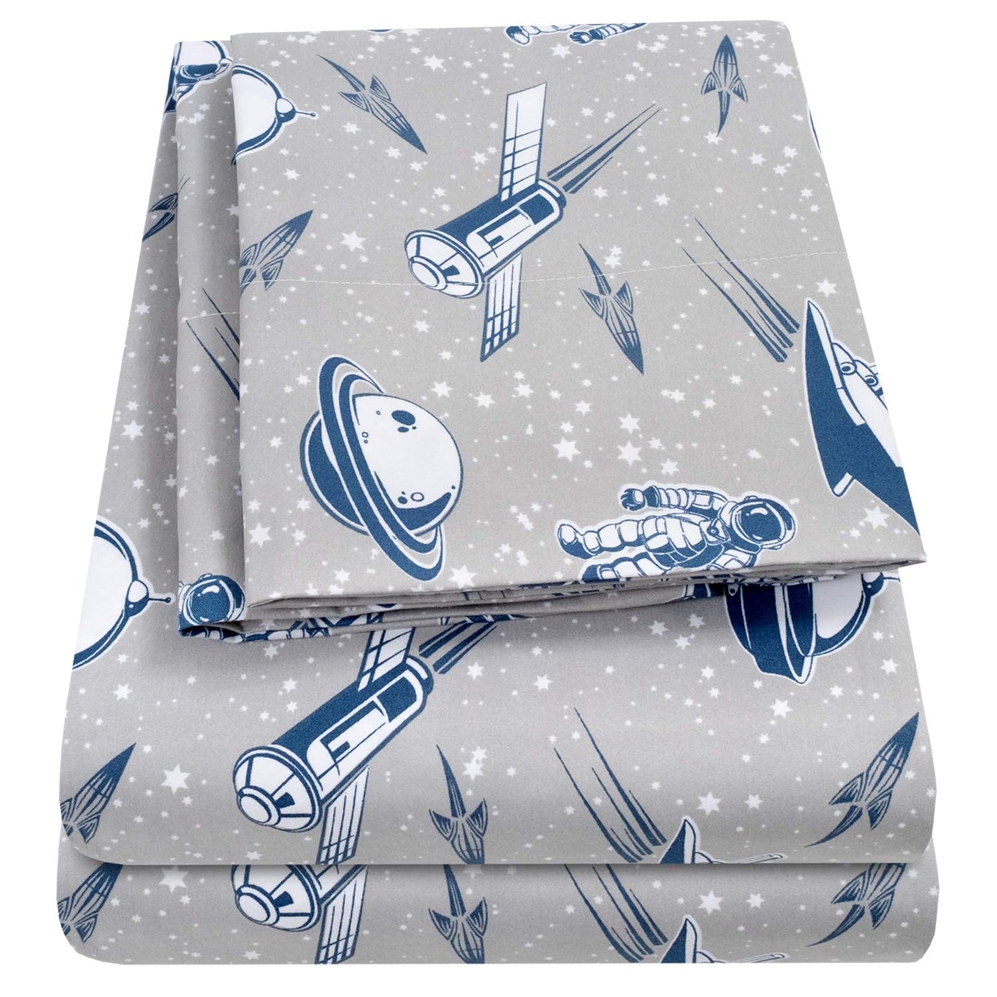 1500 Supreme Kids Bed Sheet Collection - Fun Colorful and Comfortable Boys and Girls Toddler Sheet Sets - Deep Pocket Wrinkle Free Soft and Cozy Bedding - Full, Spaceships