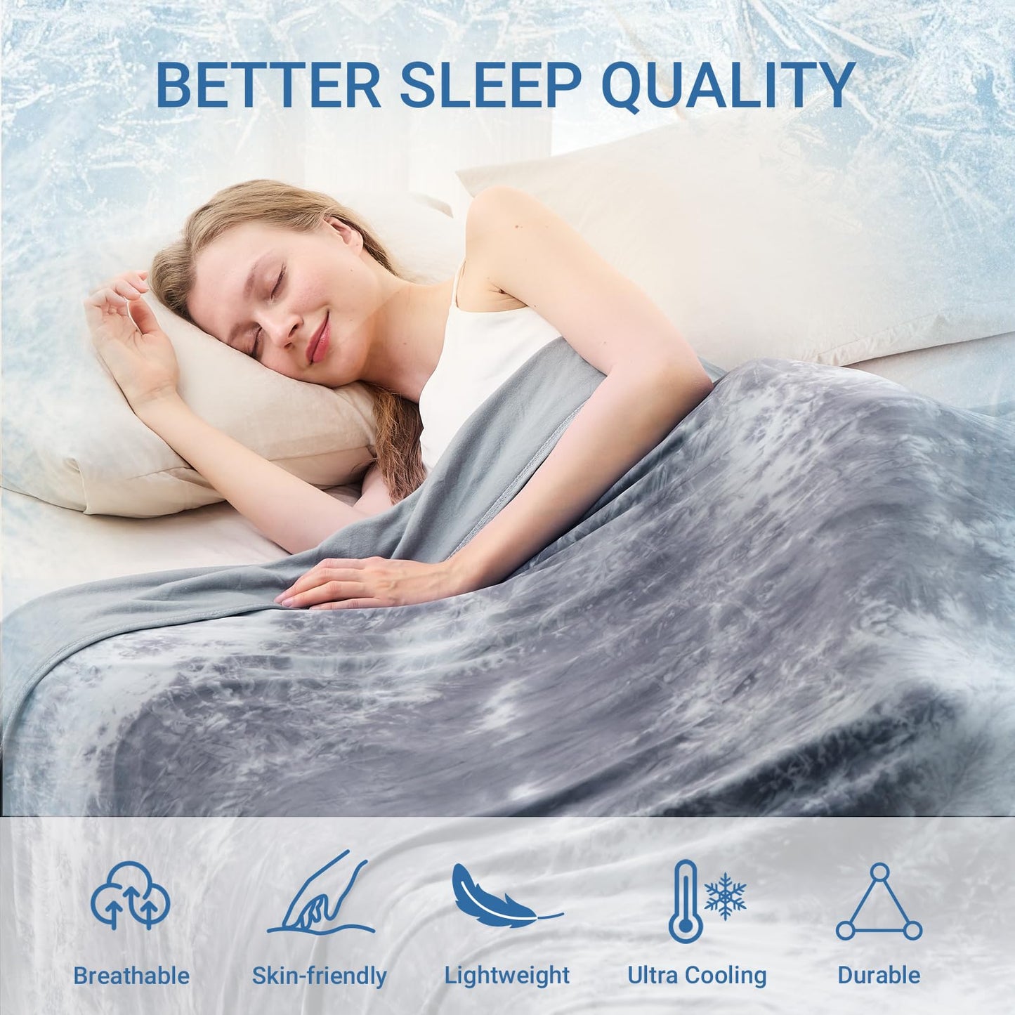 NORD ECO Cooling Blanket Queen Size for Hot Sleepers, Arc-Chill Cool Tech Fabric Q-Max>0.5, Lightweight Breathable Ice Cold Summer Blanket for Bed, Keep Cool for Night Sweats, 90"x90", Tie Dye Grey