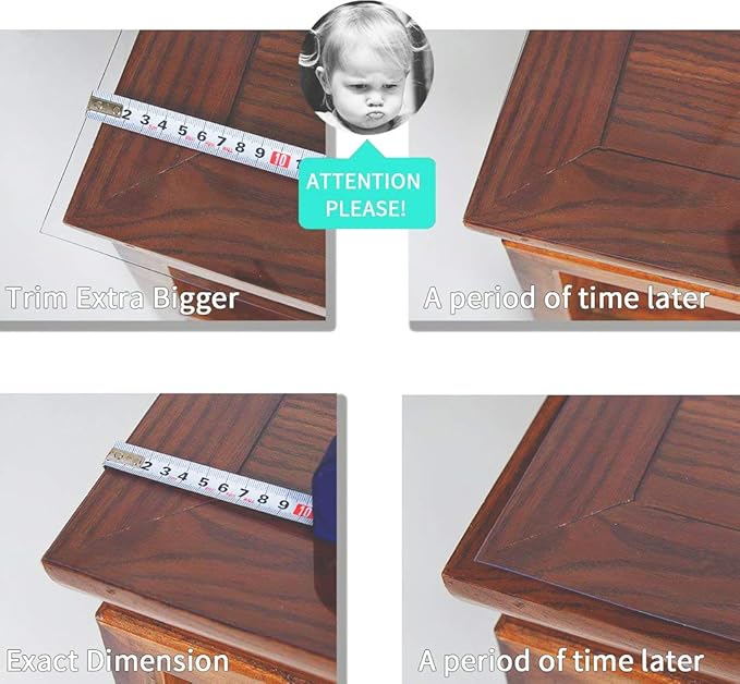 NECAUX Custom 38 x 54 Inch Clear Table Cover Protector, 1.5mm Thick Plastic Waterproof Heavy Duty Desk Pad Mat Non-Slip Tablecloth Protector for Coffee Table, Sofa Table, Media Stand, Countertop