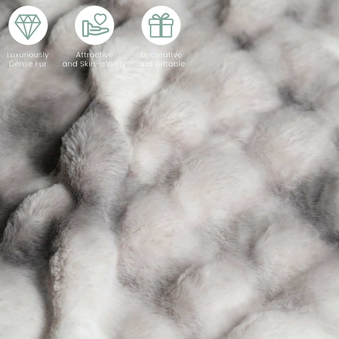 Luxury Thick Plush Tie Dye Faux Rabbit Fur Throw Blanket Ultra-Plush Cozy Soft Decorative Blanket Use for Couch Bed Travel(Tie Dye Grey,50"*60")