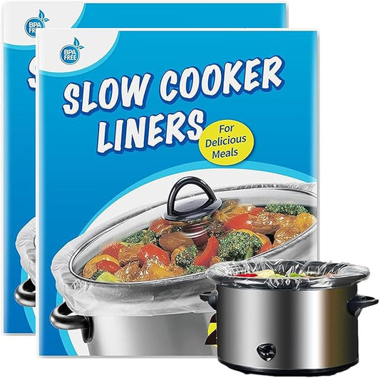 Slow Cooker Liners 40 Count Cooking Bags Extra Large Size Disposable Pot Liners, Fit 6QT to 10QT for Slow Cooker Cooking Trays Suitable for Oval & Round Pots 14"x 22", 40 Liners
