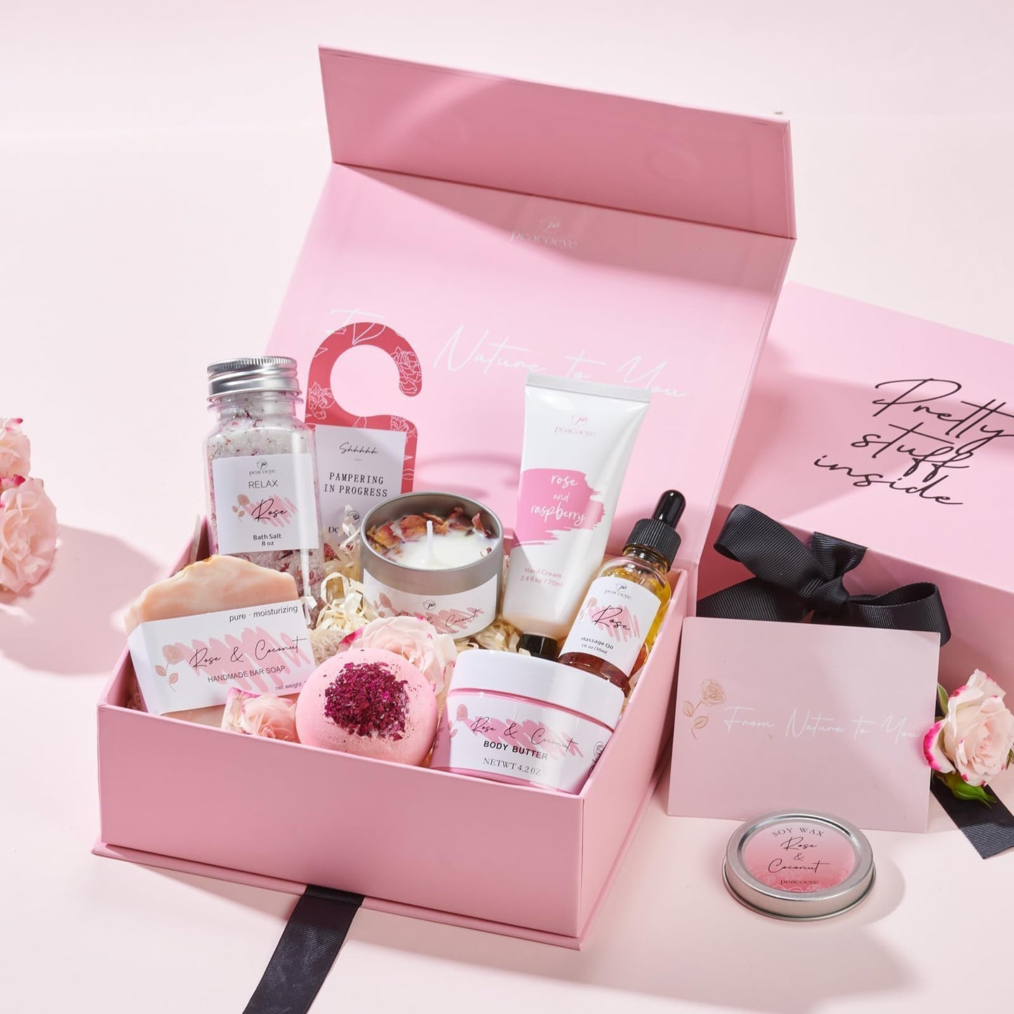 Peacoeye Spa Gifts for Women Bath Gift Baskets Relaxing Spa Self Care Gift for Mom Her Sister Wife Auntie Home Bath Care Package Thank You Gift Birthday Gift for Women Friendship Ideas