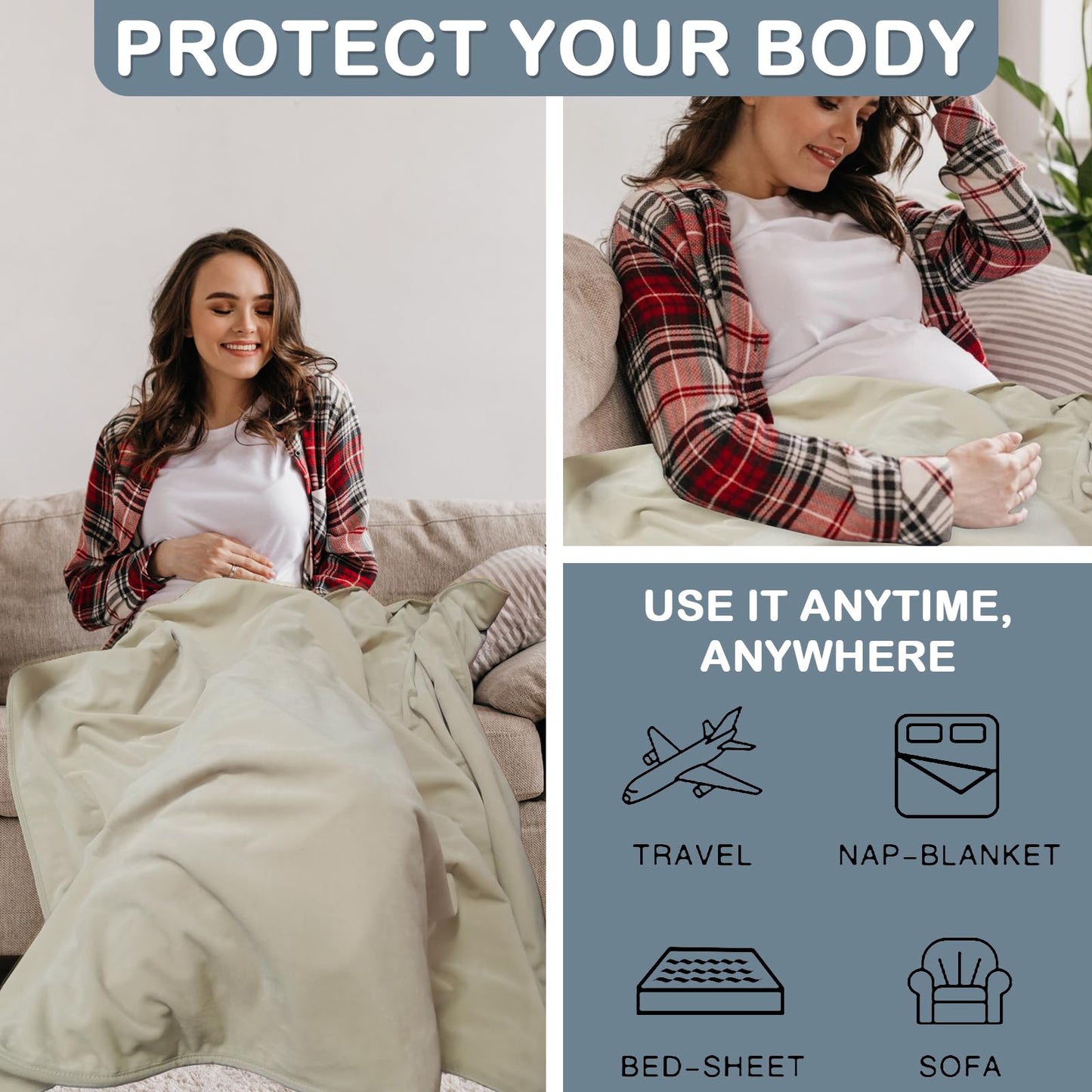 KABOUQI Faraday Protection Blanket, RF Shielding Blanket for Couch & Sofa 43.4x55.1in