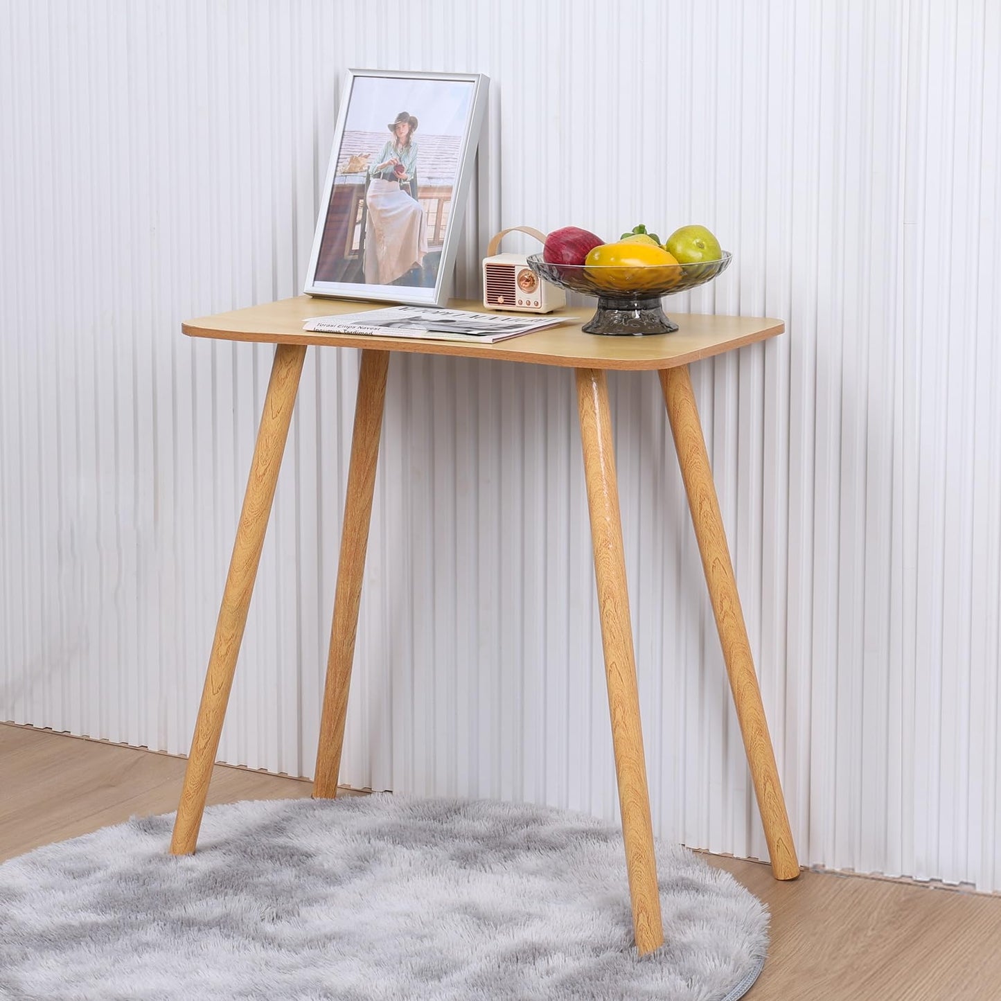 Tainrunse Computer Desk Modern Ergonomic Desk, Spacious Desktop Home Office Study Desk with Solid Legs Wooden Color