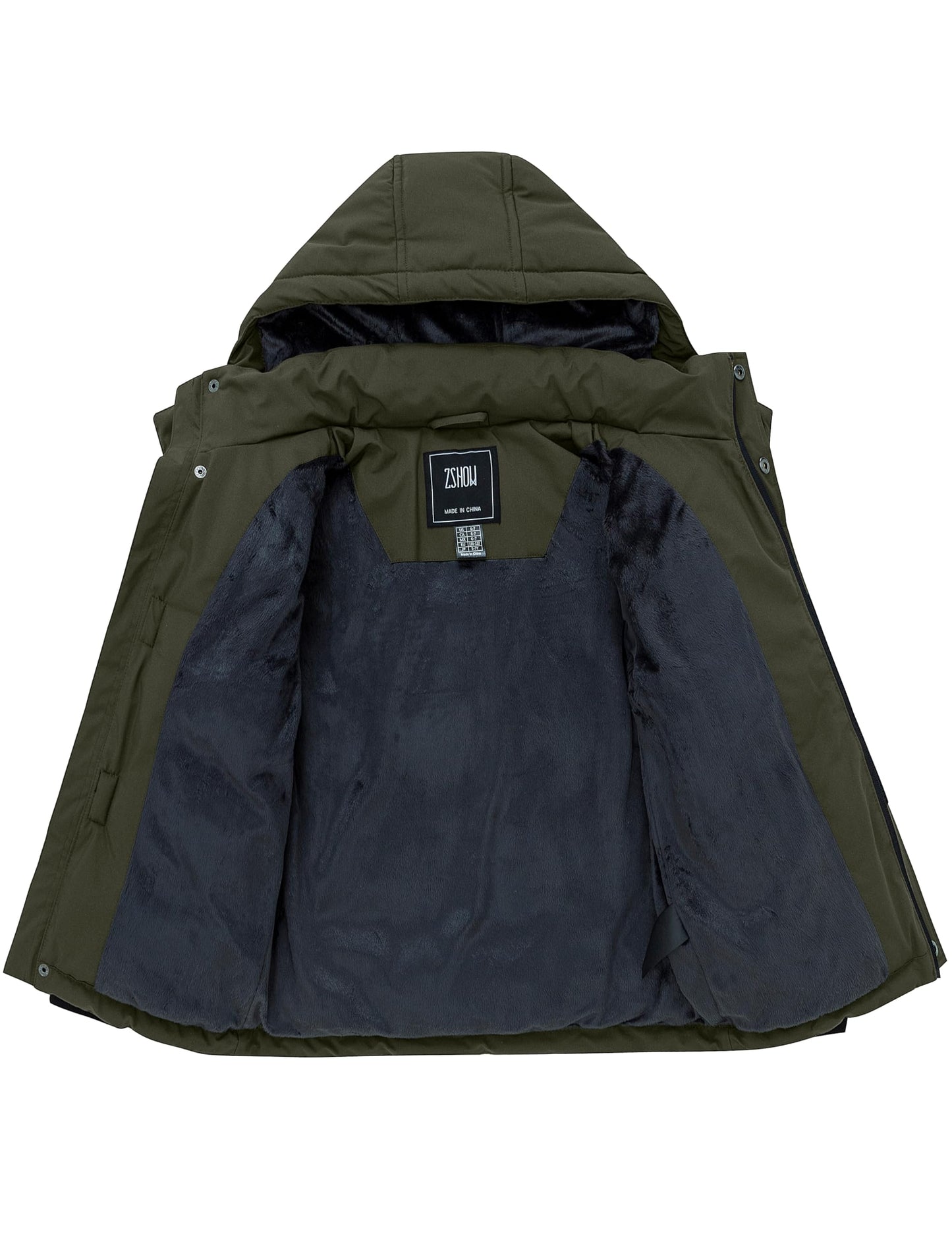 ZSHOW Boys' Windproof Winter Jacket Fleece Lined Padded Puffer Coatt(Army Green,10/12)
