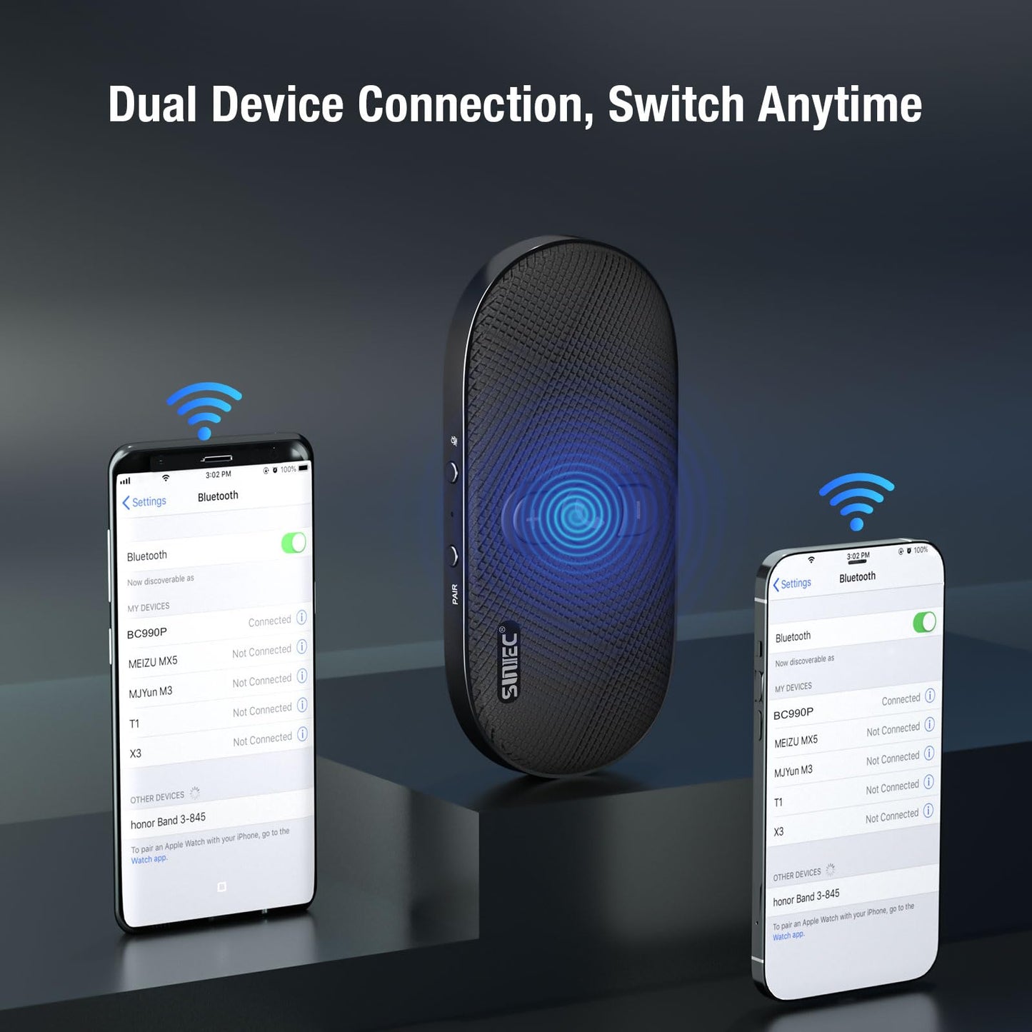 Bluetooth Car Speaker Handsfree Speakerphone: Dual 3W Wireless Car Kit with Visor Clip for Cell Phone - Bluetooth Speaker Support Siri Google Voice Assistant Motion Auto On