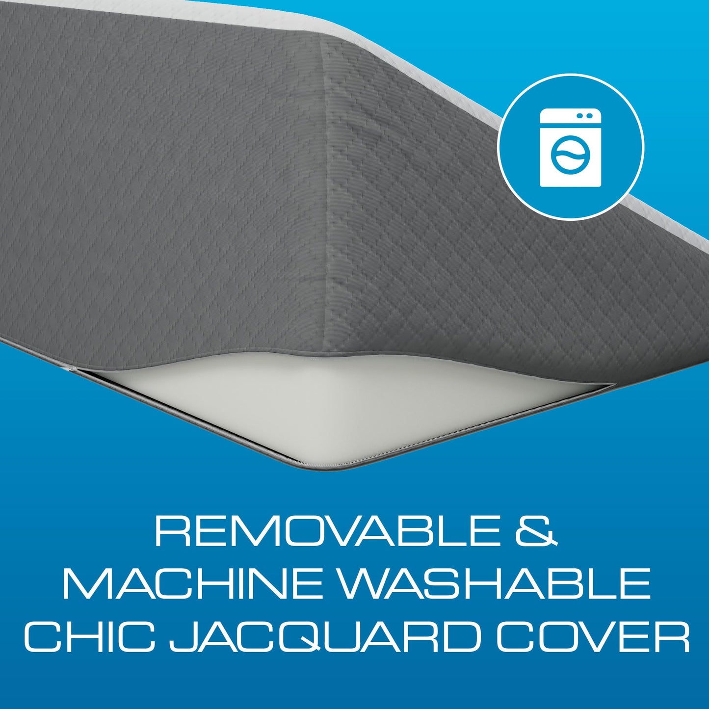 Kolbs Bed Wedge Pillow for Sleep Apnea, Sleeping Comfort, Relaxing, Acid Reflux, Heartburn and Back Pain Relief. Cushion for Sitting Up in Bed. Memory Foam Top, Chic Jacquard Washable Cover.