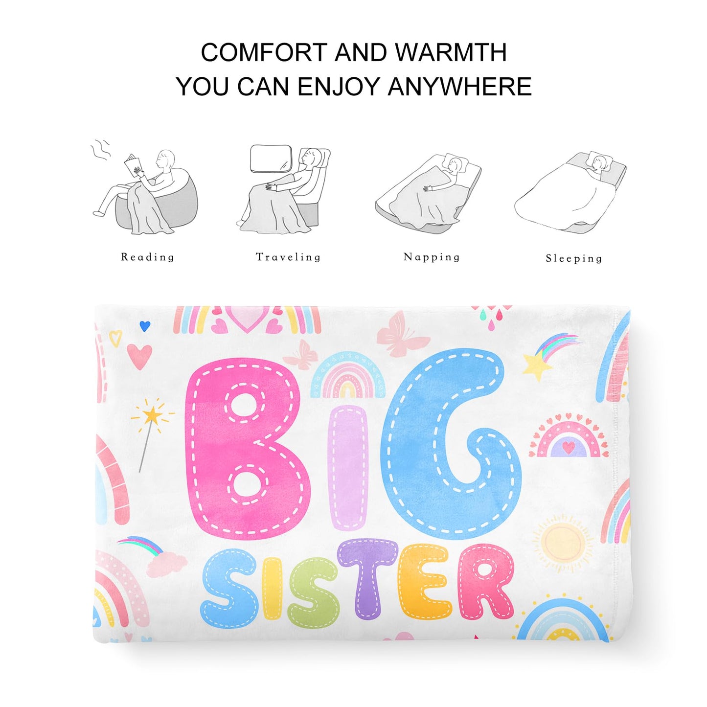 Winkwarm Big Sister Gift - Ultra Soft Flannel Throw Blanket, 50" x 60"