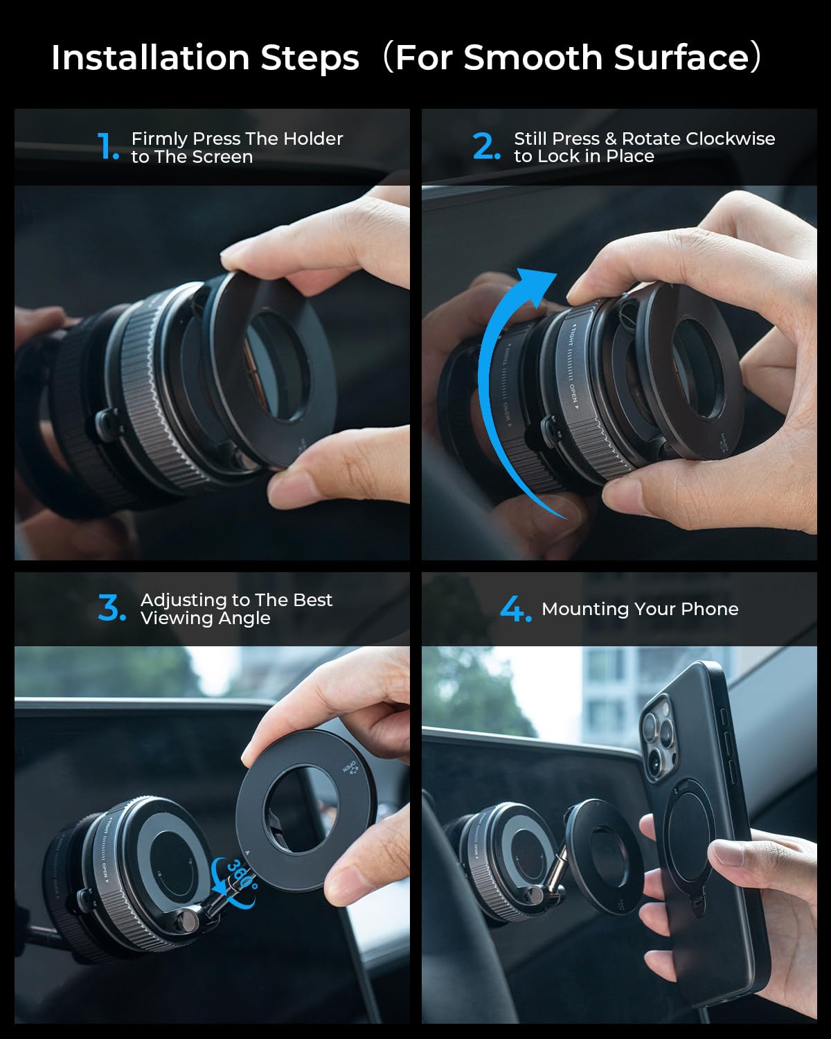 MRGLAS 2026 Upgraded Vacuum Magnetic Phone Holders for Your Car 360° Adjustable Absorption Magnetic Bracket 98LBS Magsafe Suction Cup Phone Mount for iPhone Car Truck Accessories for Men Women