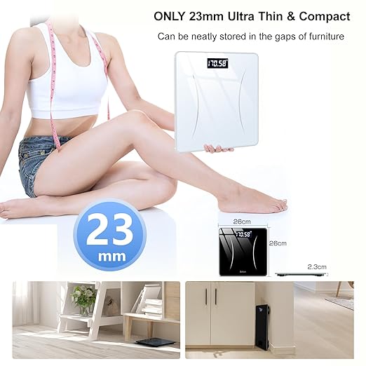 Digital Scale for Body Weight, Weight Scale, Bathroom Scale, Body Scale, Body Weight Scale, LED Display, Supports Up to 400 Lb, Batteries Included (White)