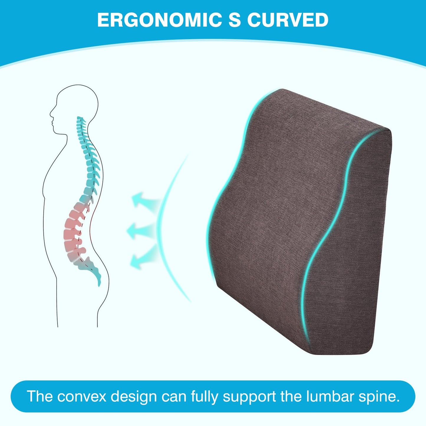 TANYOO Back Support Pillow for Recliner Dual Layer Lumbar Support Pillow with Gel Memory Foam Ergonomic Orthopedic Couch Lumbar Cushions for Elderly Lower Back Pain Relief Washable Cover Brown