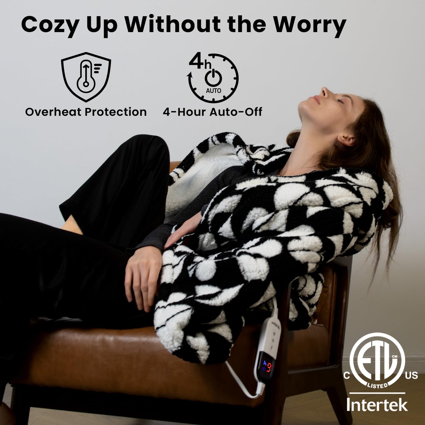 blunique Heated Electric Blanket Throw 50 x 60” Double Sherpa Heating Throw Blanket Reversible Ultra Cozy for Long-Lasting Heat Lock with Smart 6 Heating Setting & 8 Hours Auto Off, Machine Washable