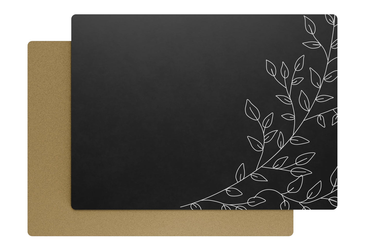 Royalty Art Black Boho Placemats, 4 Pc. Set, Non-Slip Cork Backed, Wipeable Heat Resistant Surface for Kitchen and Dining Table Protection, Cute Floral Pattern for Farmhouse or Rustic Decor