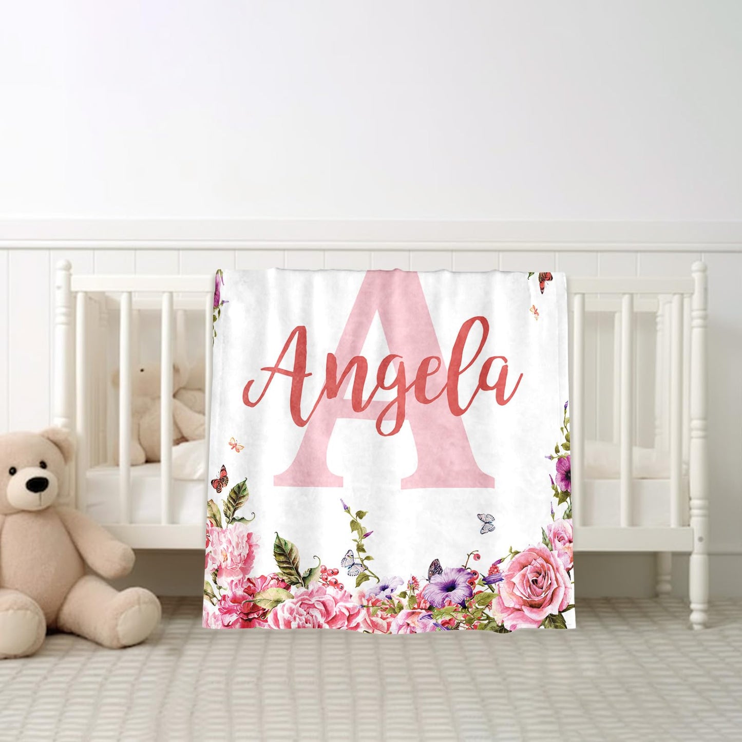 Corissy Ships Next Day, Personalized Baby Blankets, Custom Baby Blanket with Name for Girls,Gift for Chrismas Birthday Memorial Day, Customized Flannel Blanket for Kids Adults 30"X40"