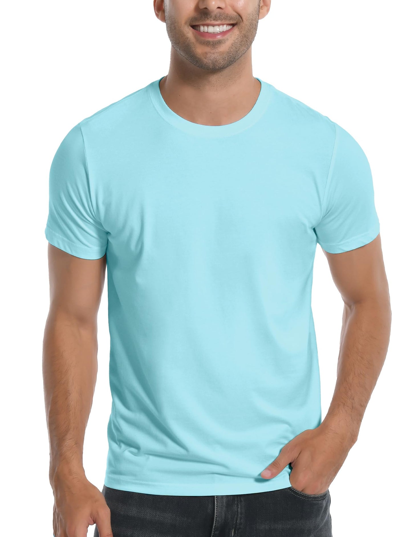 Pioneer Camp Mens Bamboo Viscose T Shirt Ultra Soft White Plain Tshirts for Men Cooling Crew Neck Casual Basic Tee Shirt