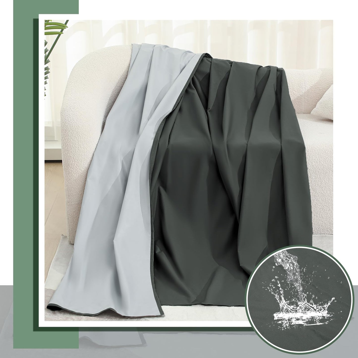 Tisancy Love Black Waterproof Bed Blanket Queen Size 78'' x 82'' Mattress Protector Blanket with Storage Bag for Comfort