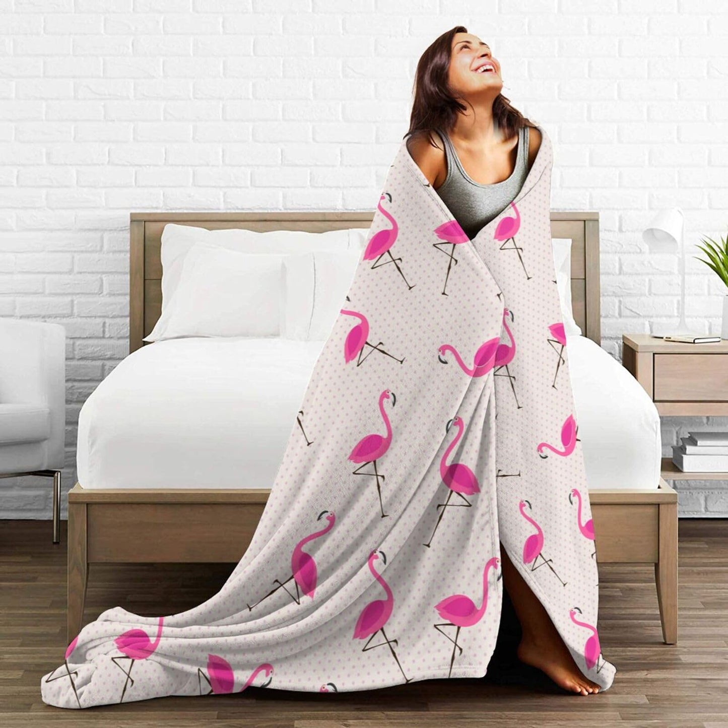 Duduho Pink Flamingos Bed Blanket Ultra Soft Throw Blanket All Season Warm Light Weight Cozy Plush Blankets for Home Bedroom Sofa Chair Travel, 40"X50"