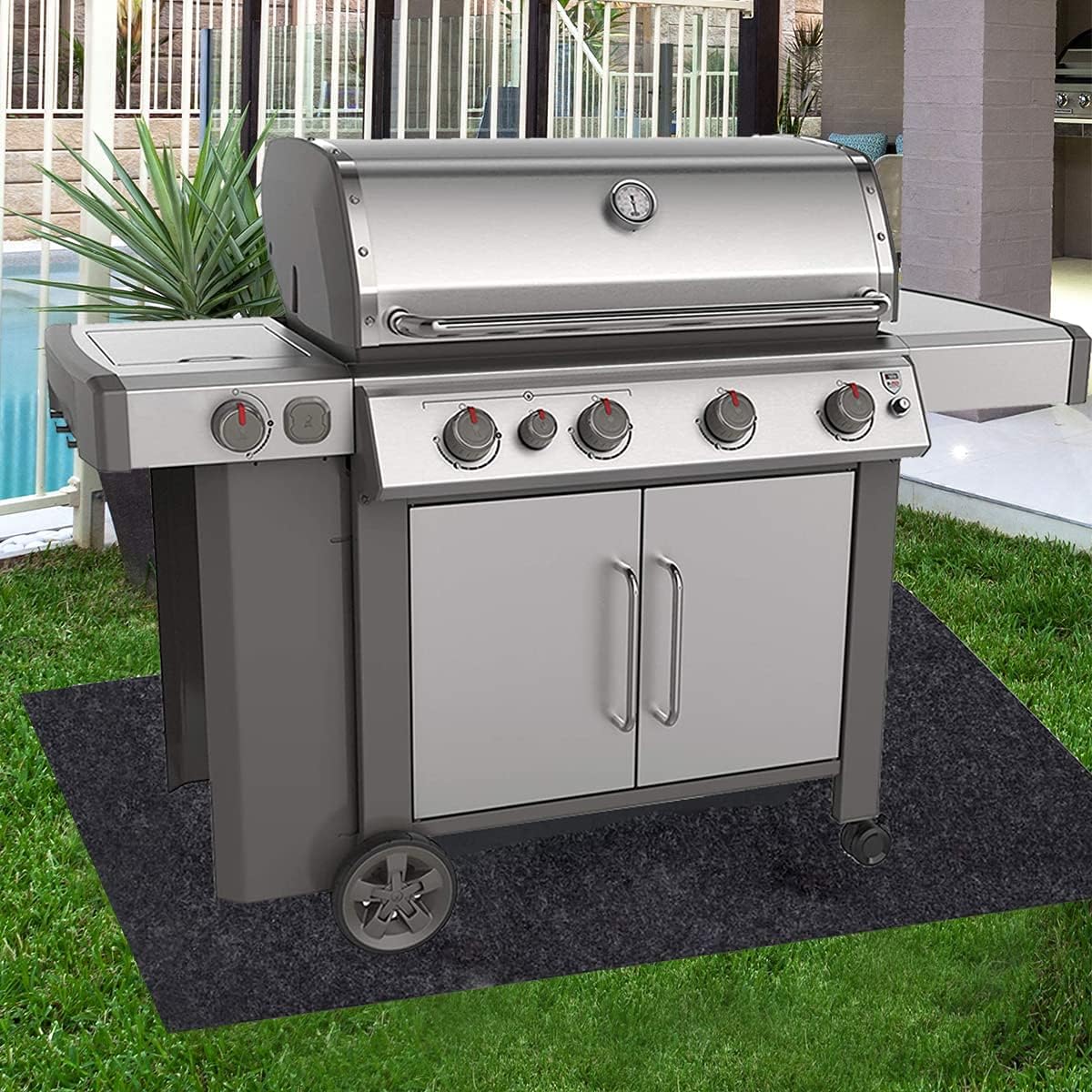 Under Grill Mat,Premium Grill Mat for Deck,Absorbent Oil Pad Protector for Decks and Patios,Waterproof,BBQ Mat for Under BBQ,36x60 Inch…
