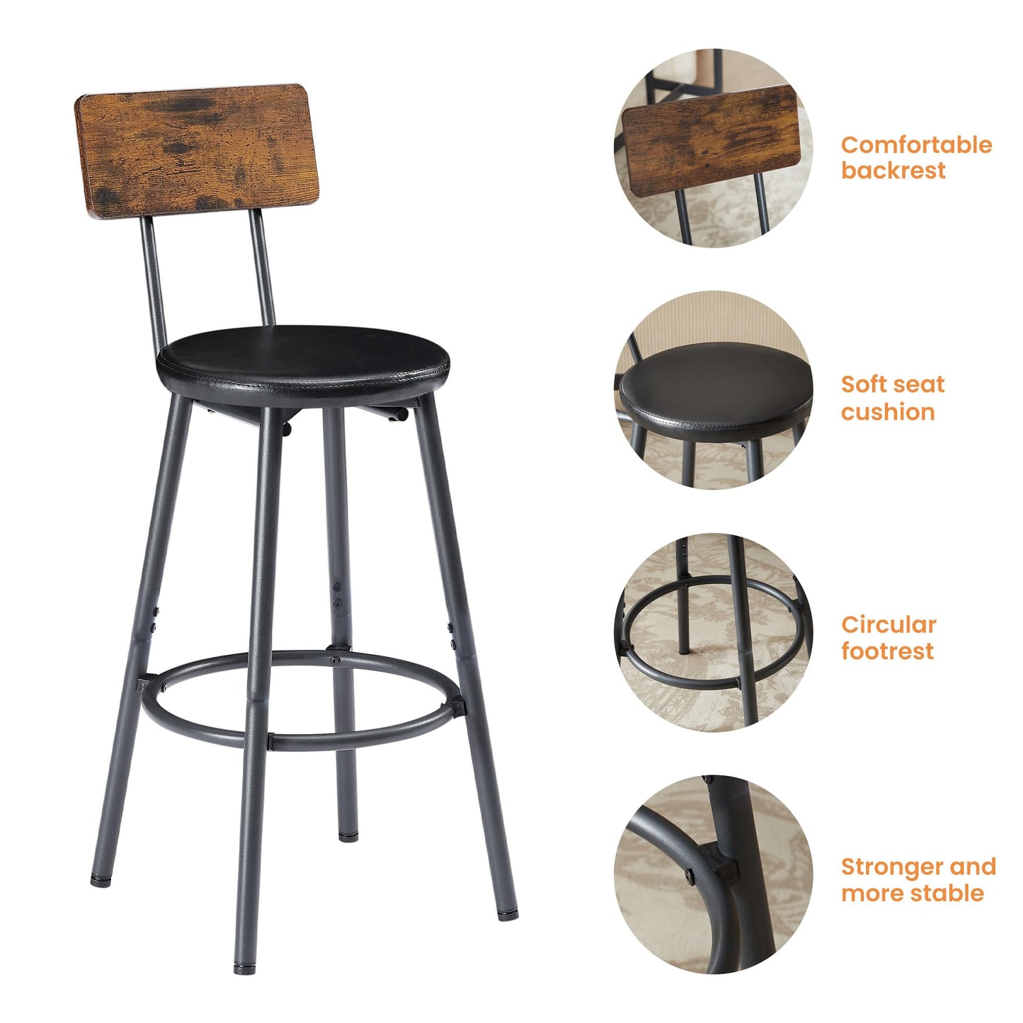 Tmsan 63" L Bar Table and Chairs Set for 3, 4 Piece Long Rectangle Pub Bistro Dining Table Set with 3 PU Upholstered Bar Stools, Counter Height for Kitchen Restaurant