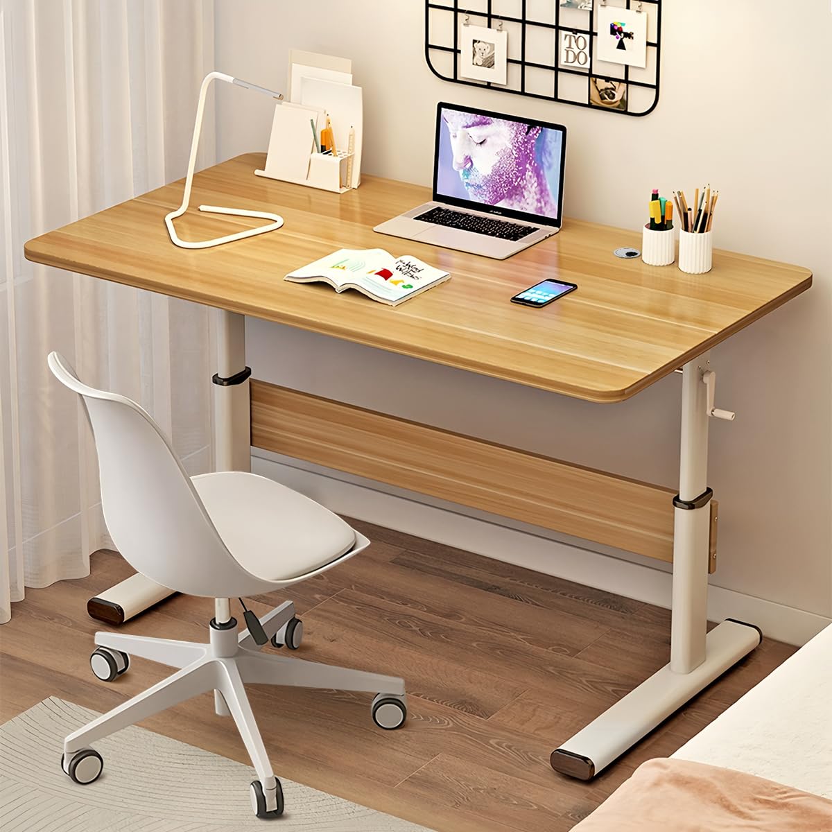 WXJHL Manual Standing Desk, Adjustable Height Desk, Stand Up Computer Table for Home Office, Bedroom