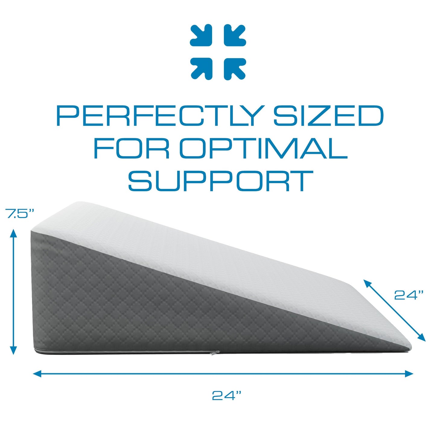 Kolbs Bed Wedge Pillow for Sleep Apnea, Sleeping Comfort, Relaxing, Acid Reflux, Heartburn and Back Pain Relief. Cushion for Sitting Up in Bed. Memory Foam Top, Chic Jacquard Washable Cover.