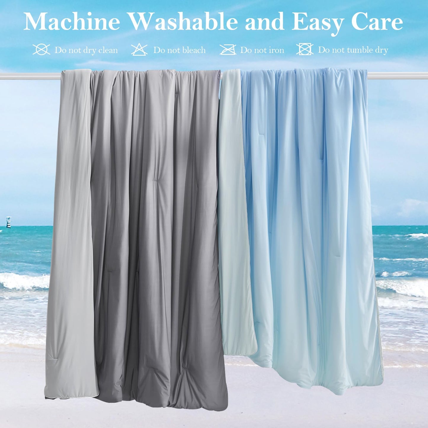 Marchpower Cooling Comforter Queen Size for Hot Sleepers, Lightweight Silky Soft Summer Cooling Blanket, Gradient Comforter