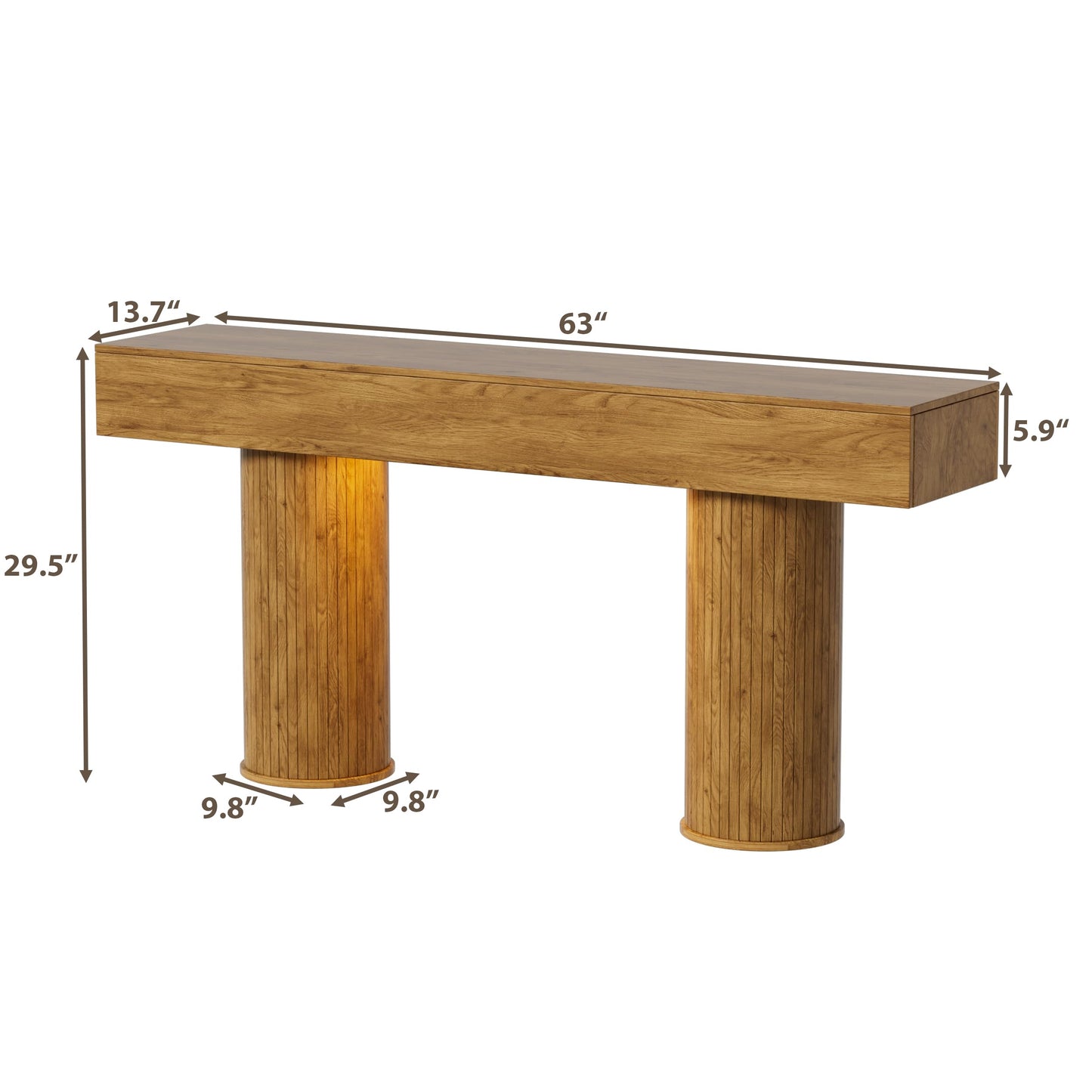 CASANOOKK 63-Inch Long Farmhouse Console Table,Wood Entryway Table with LED Light,Narrow Sofa Table Behind The Couch,Multiple Lighting Modes Adjustable,for Living Rooms,Entryway,Hallway,Rustic Brown