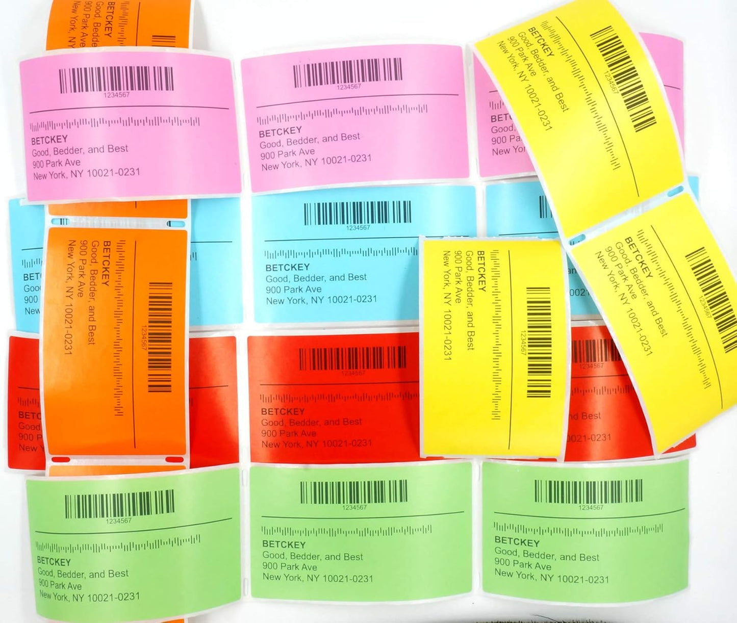 BETCKEY - 4" x 1" Multipurpose Labels Compatible with Zebra & Rollo Label Printer,Premium Adhesive & Perforated[Green, 6 Rolls, 8250 Labels]