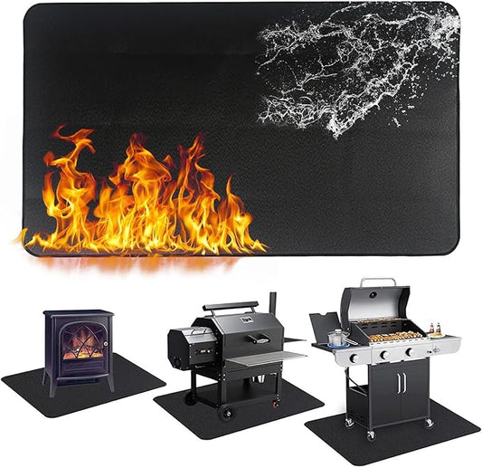 Large 65 x 48 inches Under Grill Mats for Outdoor Grill, Fireproof Mats for Under Reusable Oil-Proof Waterproof BBQ Pad for Deck Patio Grass Outdoor Indoor Grill Solo Stove Accessories